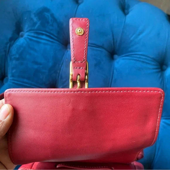 COACH VINTAGE RED LEATHER BACKPACK BAG - Picture 5 of 8